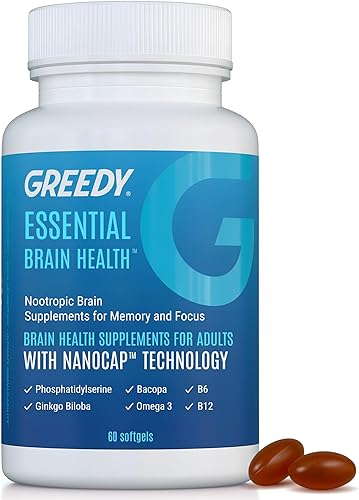 Miniatura 1 de Greedy - Suplementos cerebrales nootrópicos para la memoria y la concentración  Suplementos de salud cerebral para adultos con tecnología NanoCap,
