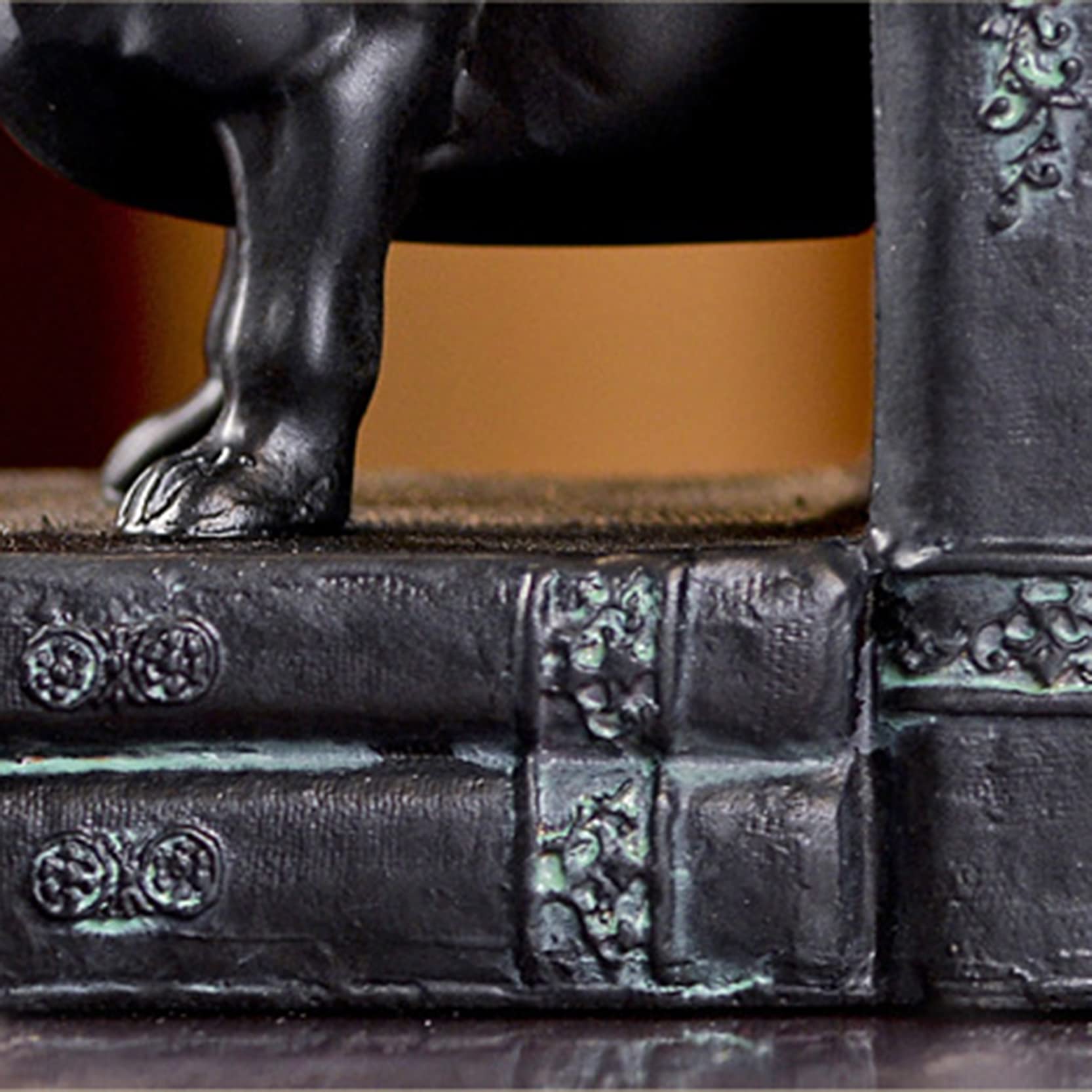 Fermalibri Decorativi Cane da Compagnia in Resina,Scaffale per Libri Antiscivolo per impieghi gravosi Fermalibri ordinati,dell'ufficio della Biblioteca di archiviazione retrò Europea,Black