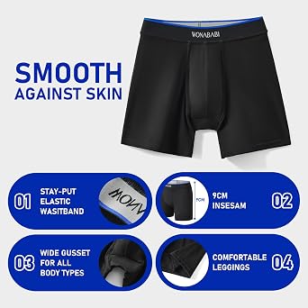 Wonababi Boxer Briefs Underwear for Trans, Anti-Chafing Stretch Boy shorts Panties for Transboy, Ftm