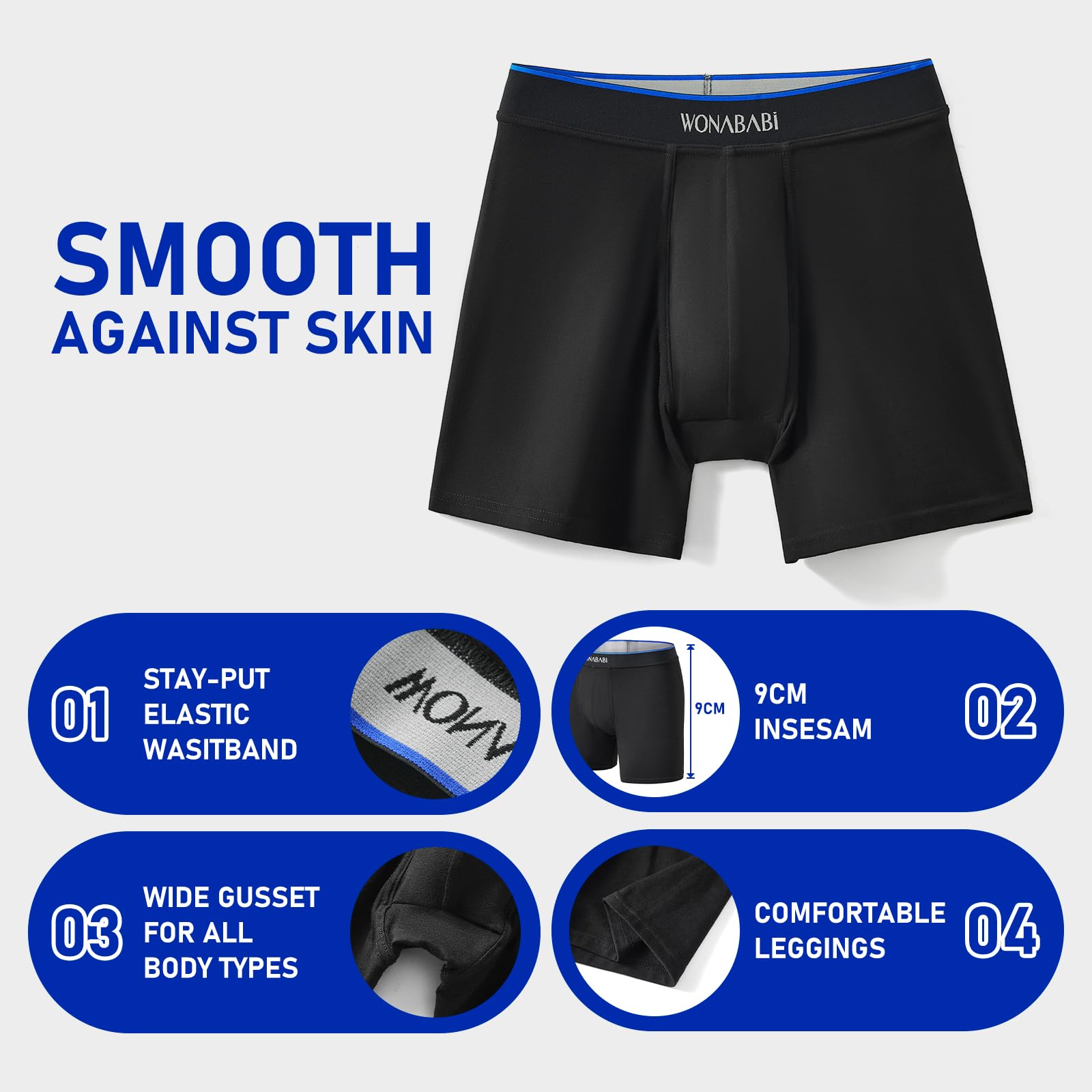 Wonababi Boxer Slip Underwear per Trans, Slip Corti con Elasticità Anti-Attrito per Ragazzi Trans, FTM