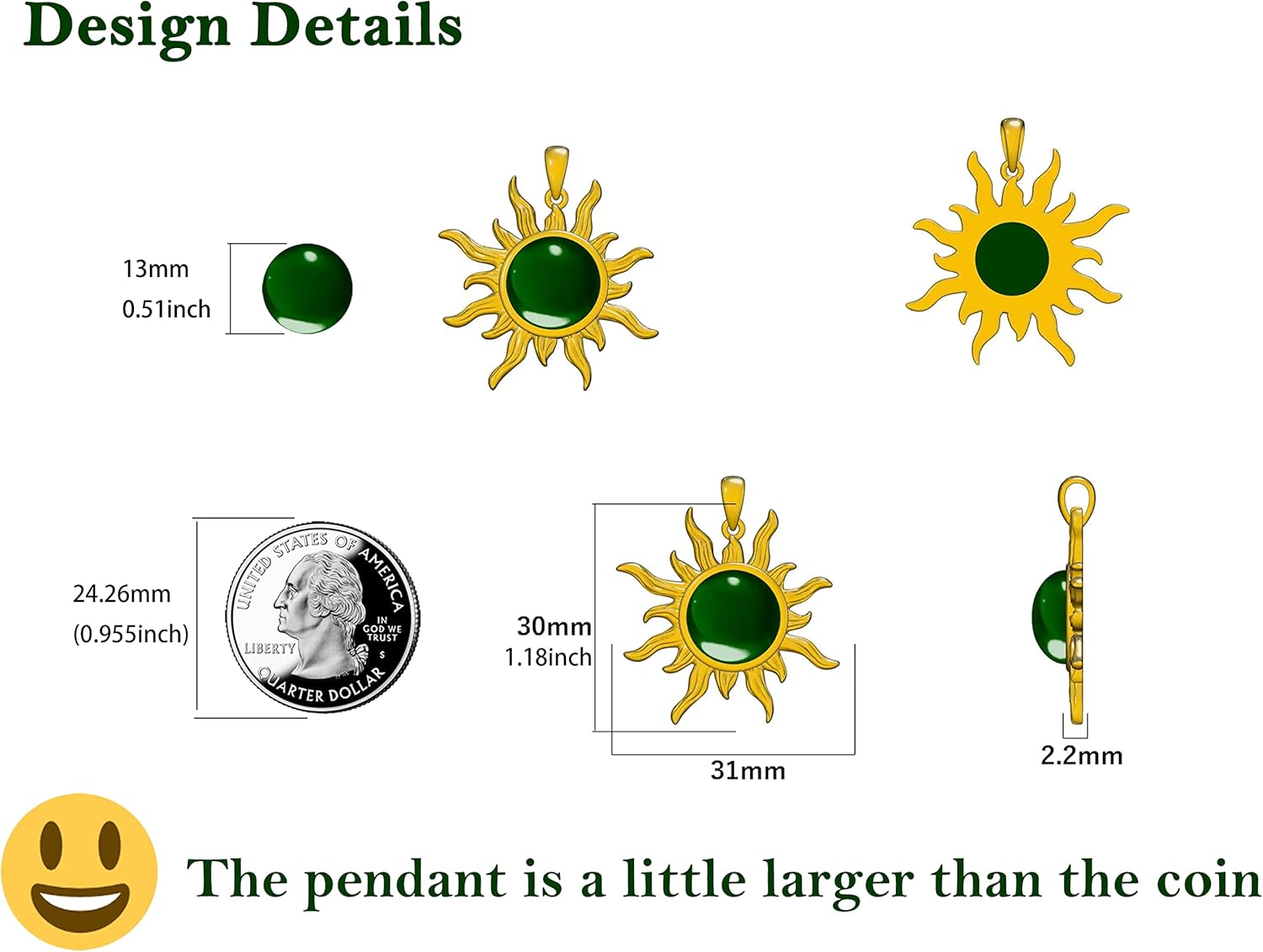 Sun Turquoise Pendant Necklace, 925 Sterling Silver Genuine Gemstones Western Jewelry Gift for Women - Image 5