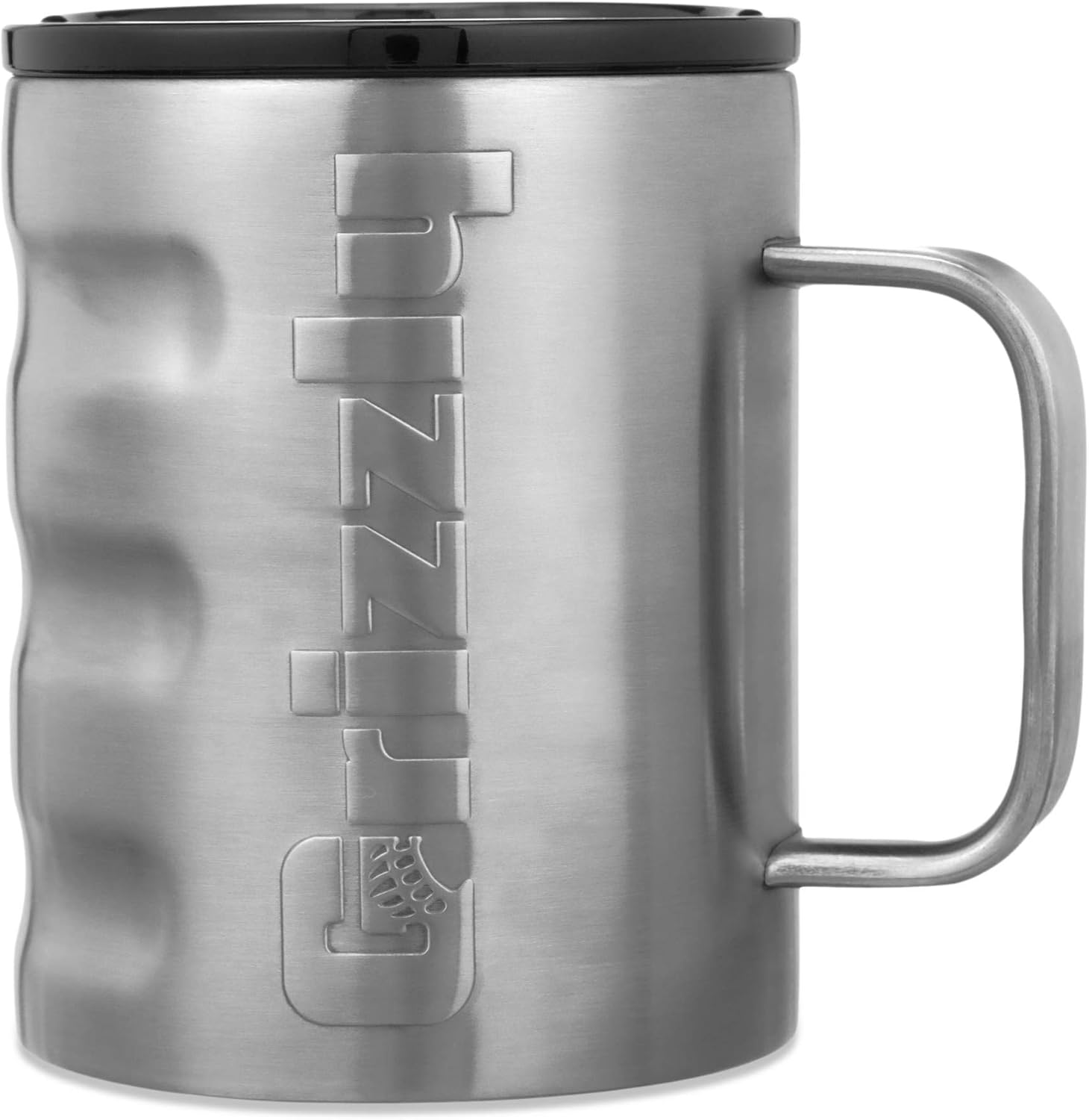 Grizzly Grip 11 oz Camp Cup | Stainless Steel |Vacuum Insulated with TwistTop Lid | Mug For Beach Camping Coffee Hiking Fishing Hunting Tea | Brushed