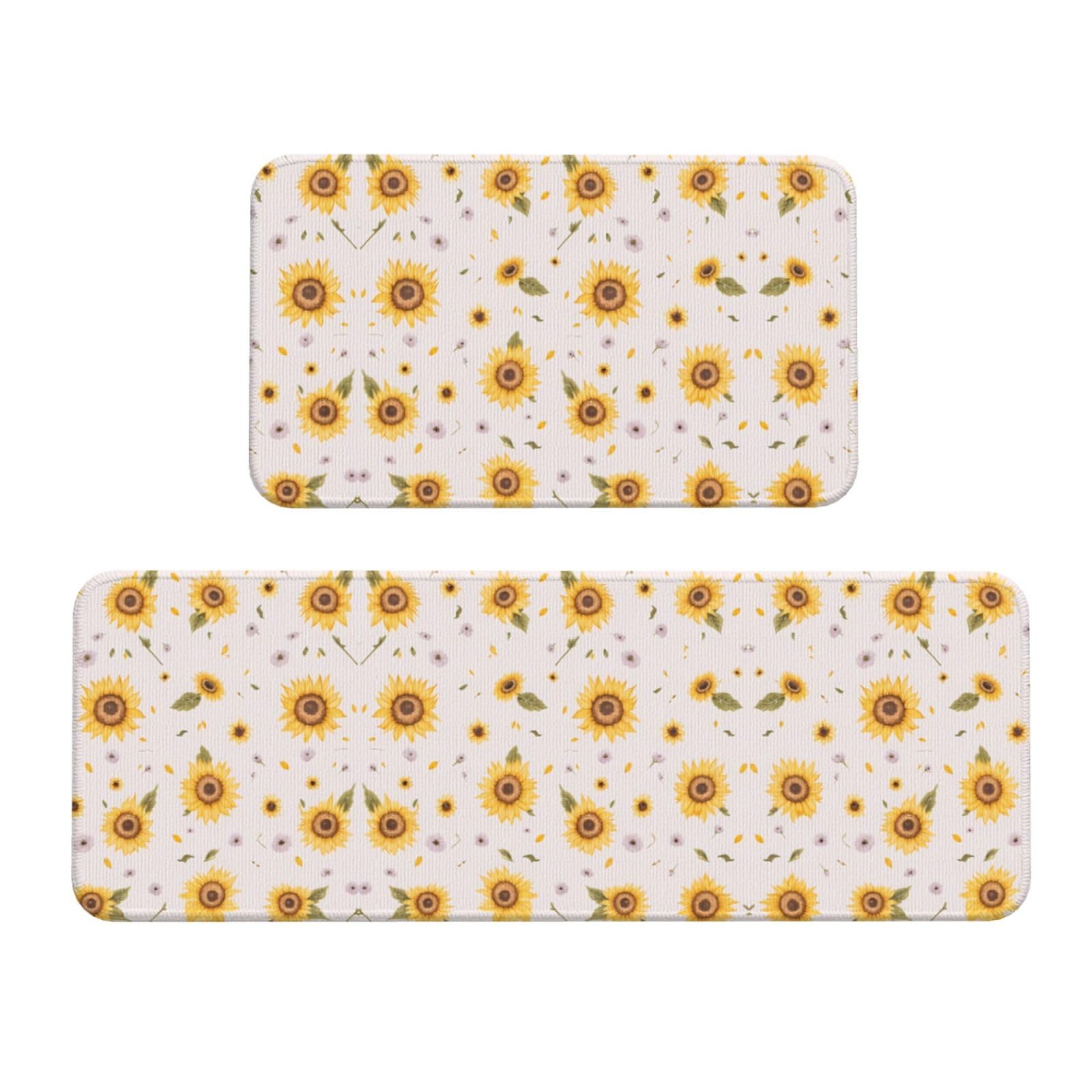 Alfombrillas de cocina seguras que evitan resbalones con diseño de girasol gris