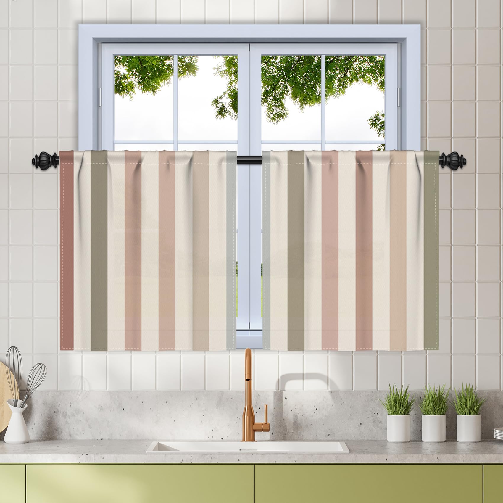 Rideaux en lin épais Renaiss au design géométrique pour salon chic