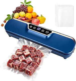 Vacuum Sealing Machine 120 W, 50 Bags (Blue) | Automatic Dry & Moist Food, Compact Powerful - Perfect for Sous Vide and Storage