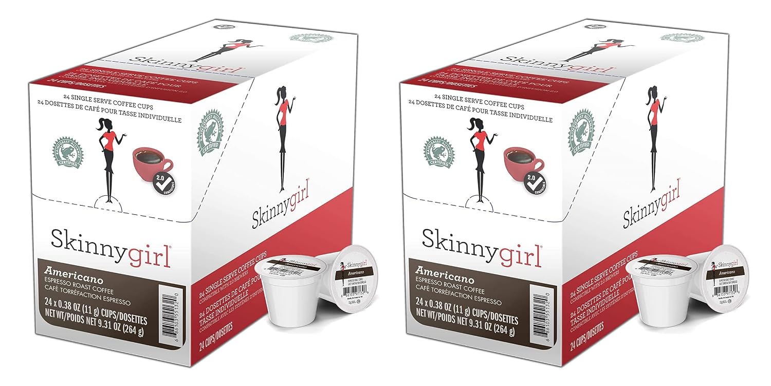 Skinnygirl Coffee Pods, Americano, Espresso Roast Coffee in Single Serve Pods for Keurig K Cups Brewers, 24 Count