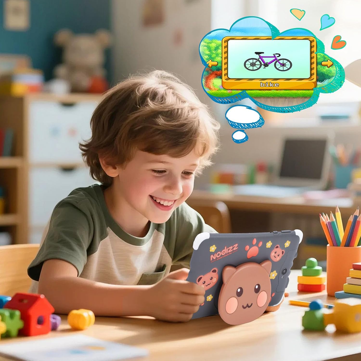 ZJchao Kids Tablet 7 Inch Parental Control 128GB ROM Expandable Educational Tablet with Shockproof Case and Dual Camera for Children Learning