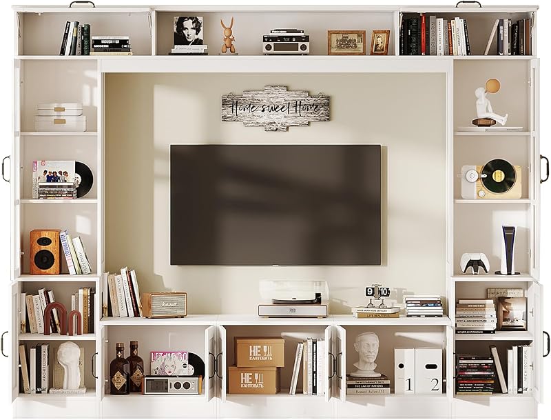 AMERLIFE 98" W Wall Unit Modern TV Stand with Storage & LED Lights image 5