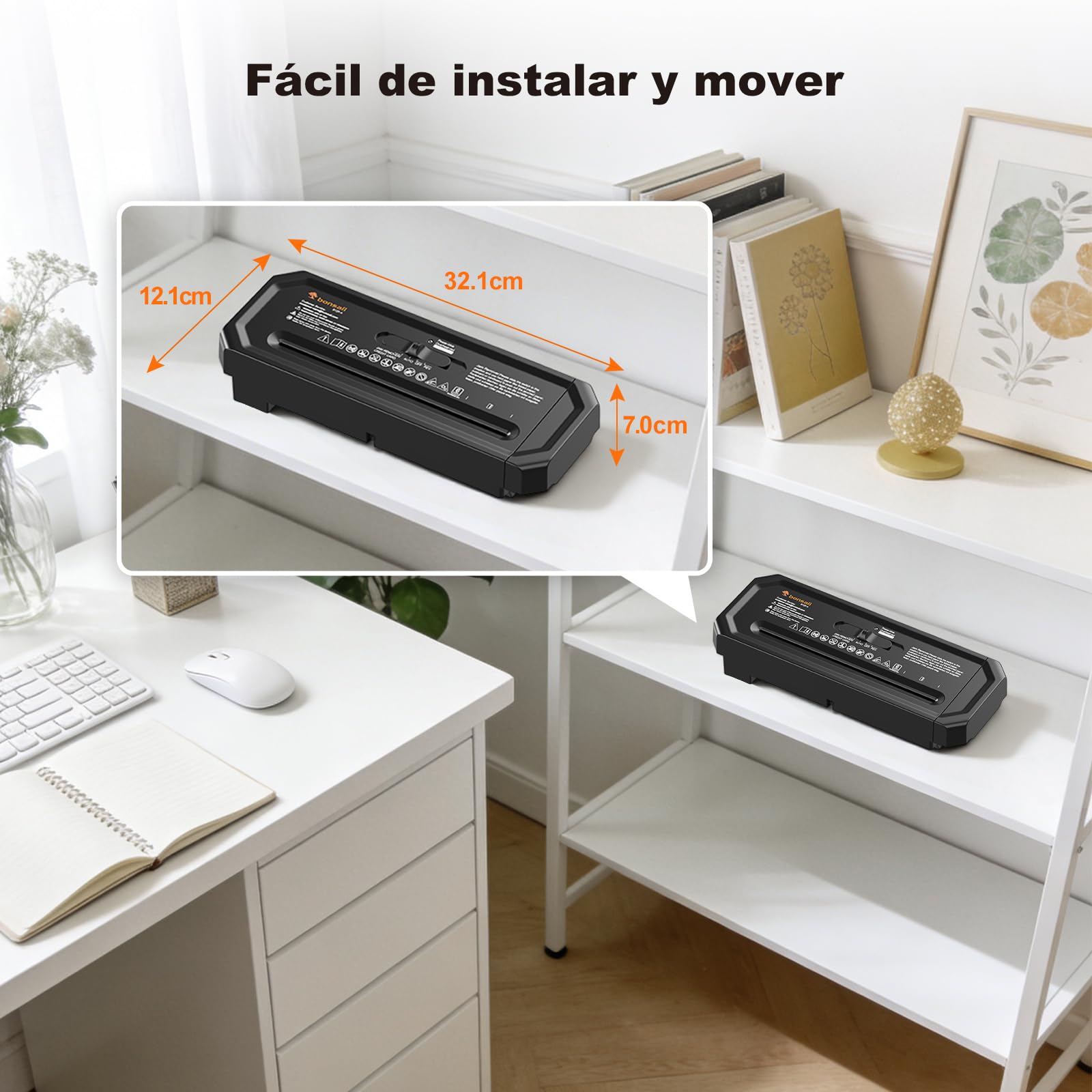 Bonsaii Destructora de Papel de 6 Hojas con Corte en Tiras para Oficina en casa, con trituración de Tarjetas de crédito, Nivel de Seguridad P-2, Apta para Botes de Basura de 31,5–39,5cm, S125-A