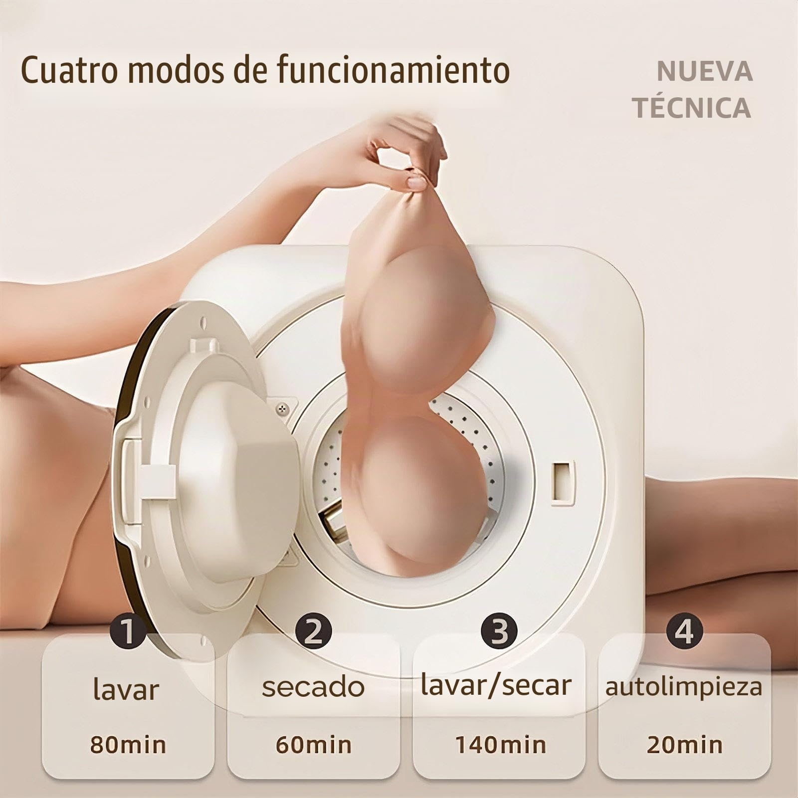 Combo de Lavadora y Secadora Portátil Mini 2 en 1, Mini Lavadora con Panel de Control LCD, Secadora Compacta con Tambor de Acero Inoxidable, para Ropa Pequeña, Ropa Interior y Calcetines,Desktop