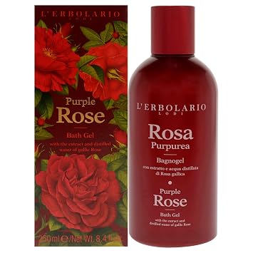 LErbolario Shower Gel Moisturizing Body Wash for Daily Cleansing Softening Body Soap with Sophisticated Floral Fragrance - Purple Rose - 8.4 oz