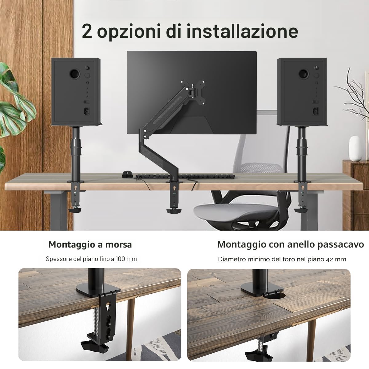 Suptek Supporto da parete per altoparlanti universale girevole inclinabile confezione da 2 max 15 kg nero SDM001B