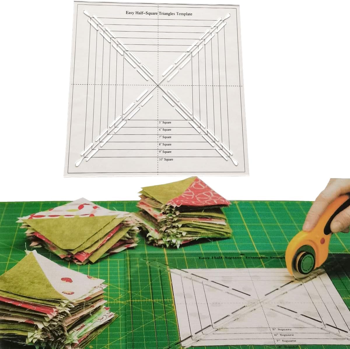 Easy Half-Square Triangles Template for Quilting