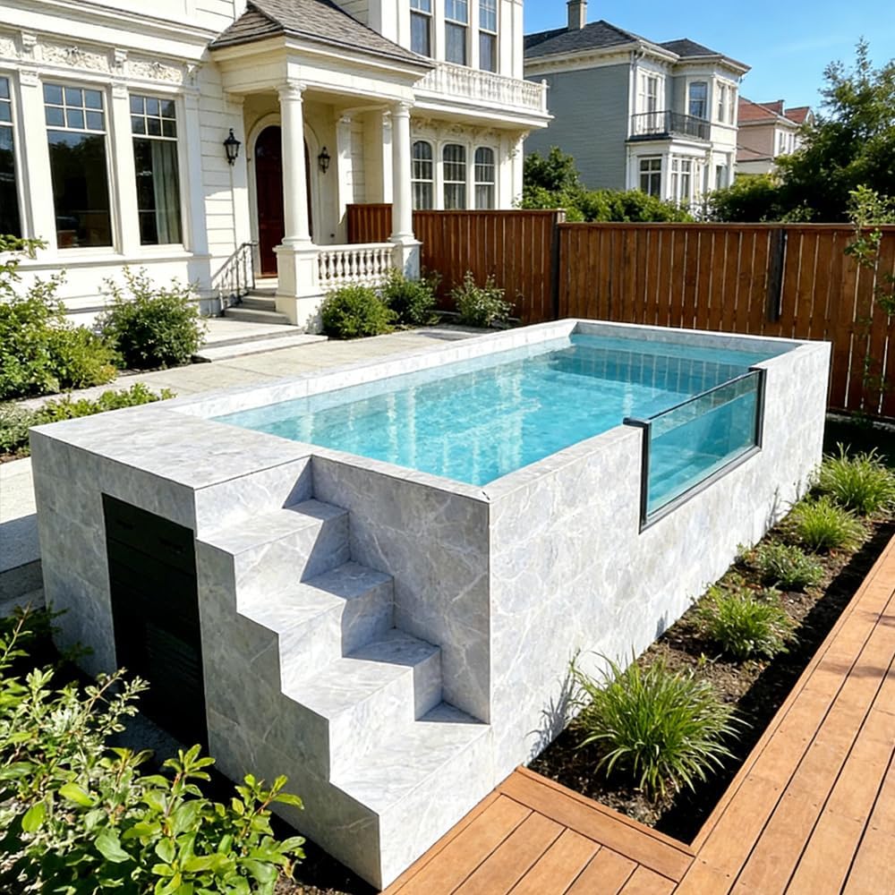 Modular Above Ground Container Swimming Pool for Backyard, Prefabricated Outdoor Pool with Optional Heater and Filter System for Family Leisure, Garden Relaxation, Vacation Homes