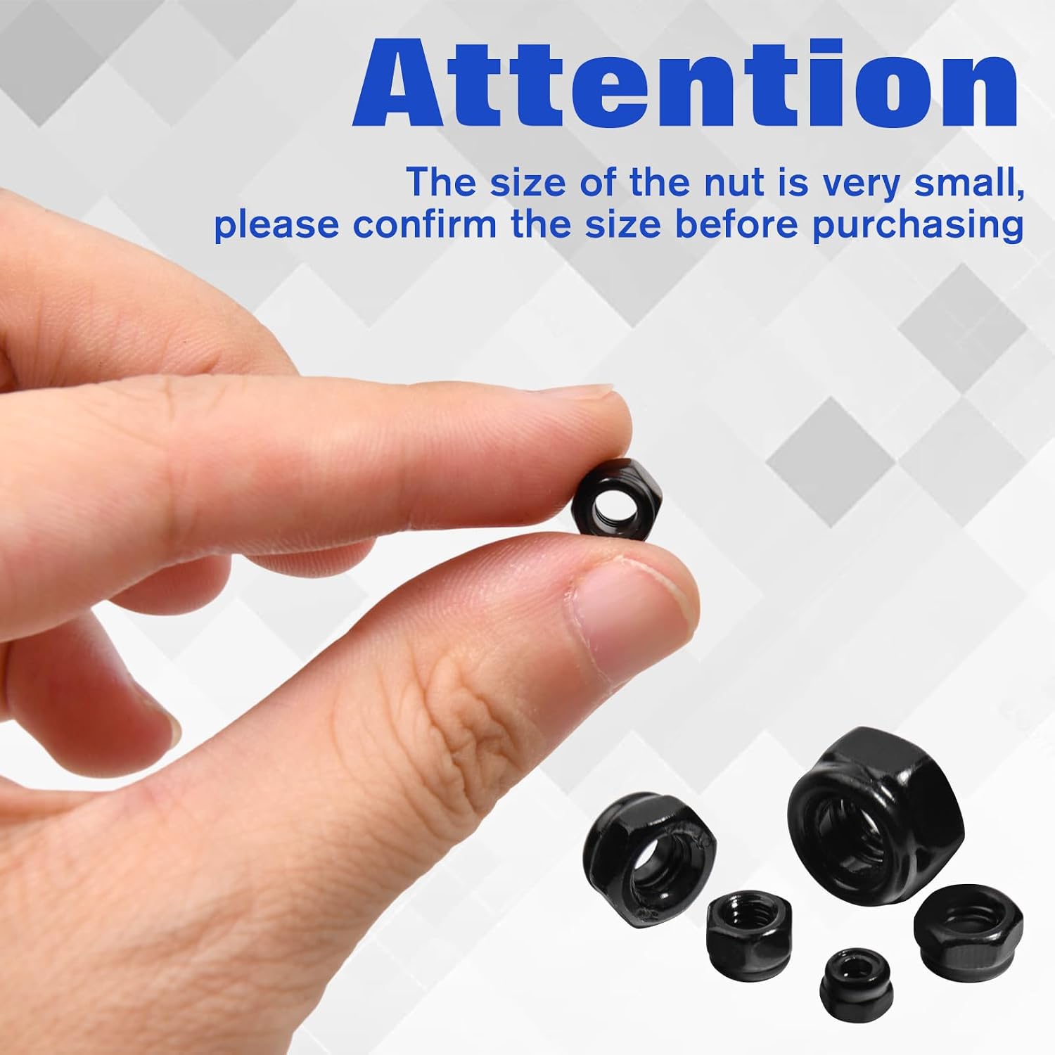 50Pcs M4 x 0.7mm Locknuts, Metric Self-Lock Nylon Inserted Hex Lock Nuts Black Zinc Plated 304 Stainless Steel Self Clinching Nut for Auto, Machine, Furniture, Tiny Nut with Storage Box