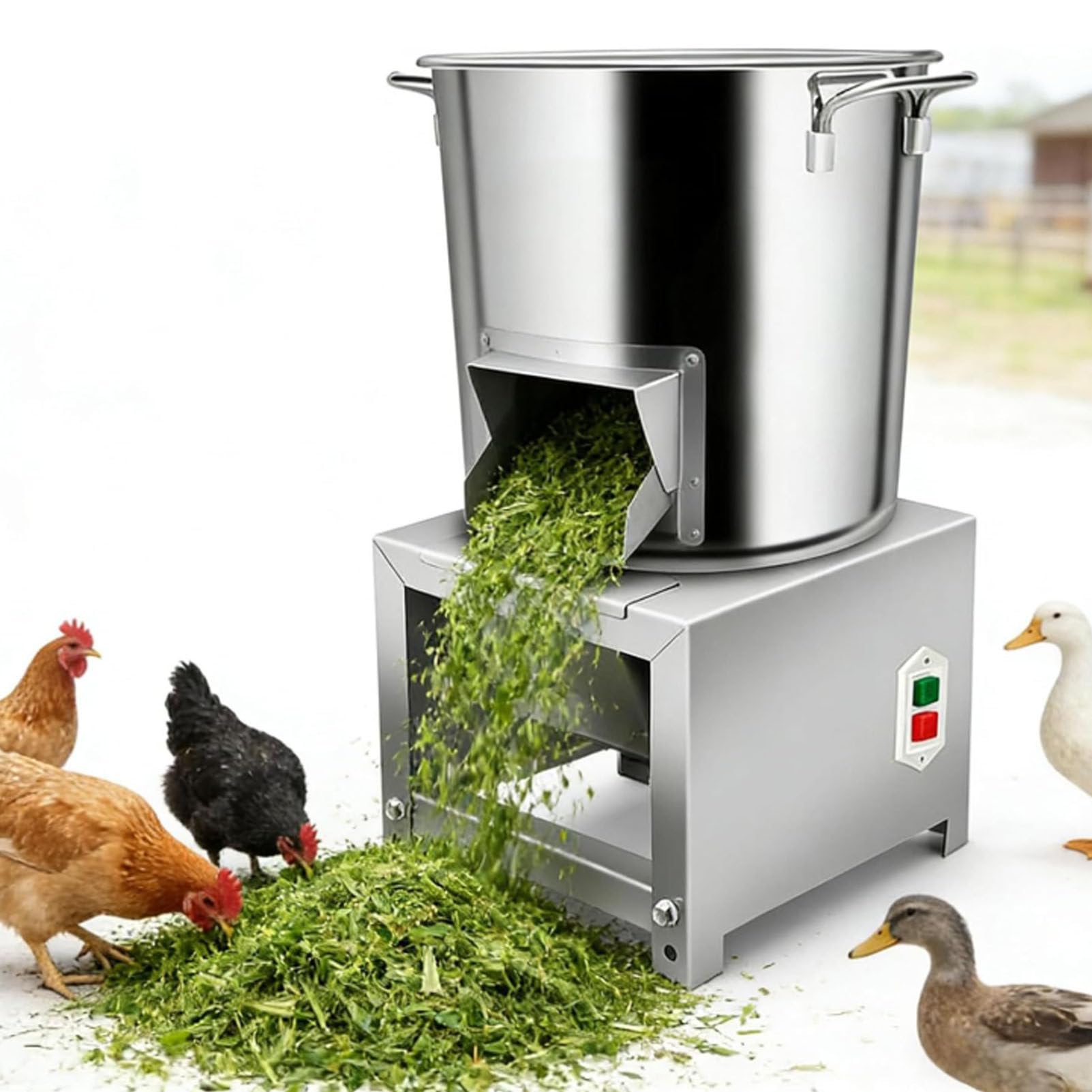 Hydravex Commercial Poultry Feed Processor, Stainless Steel Construction Electric Vegetable Chopper for Chopping Vegetables, for Farms and Livestock Breeding, Easy to Clean and Removable 1800W