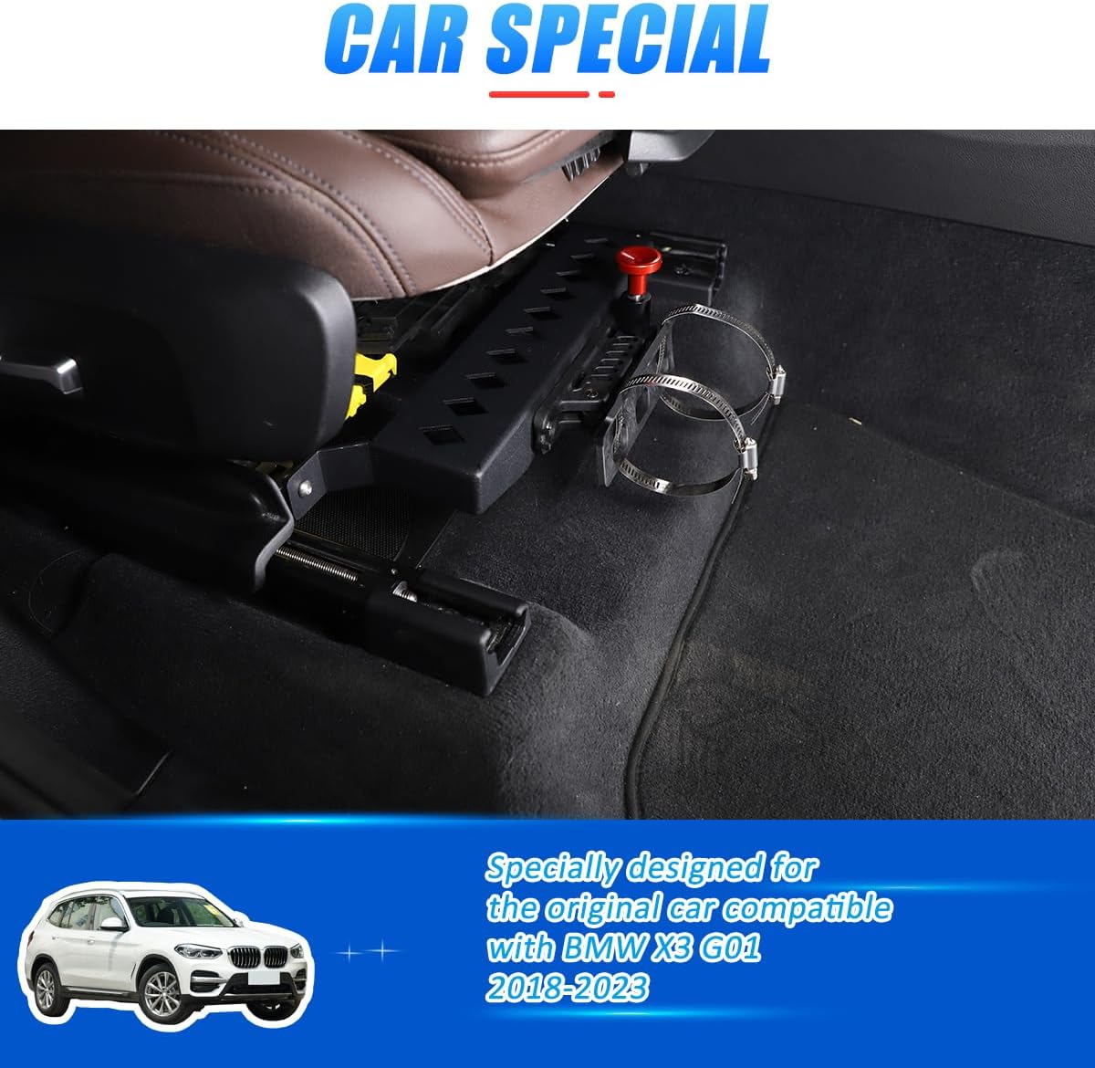 Adjustable Aluminum Fire Extinguisher Mount Holder Compatible with BMW X3 G01 2018-2023 Car Co-Pilot Under Seat Quick Release Roll Bar Fire Extinguisher Mount Bracket