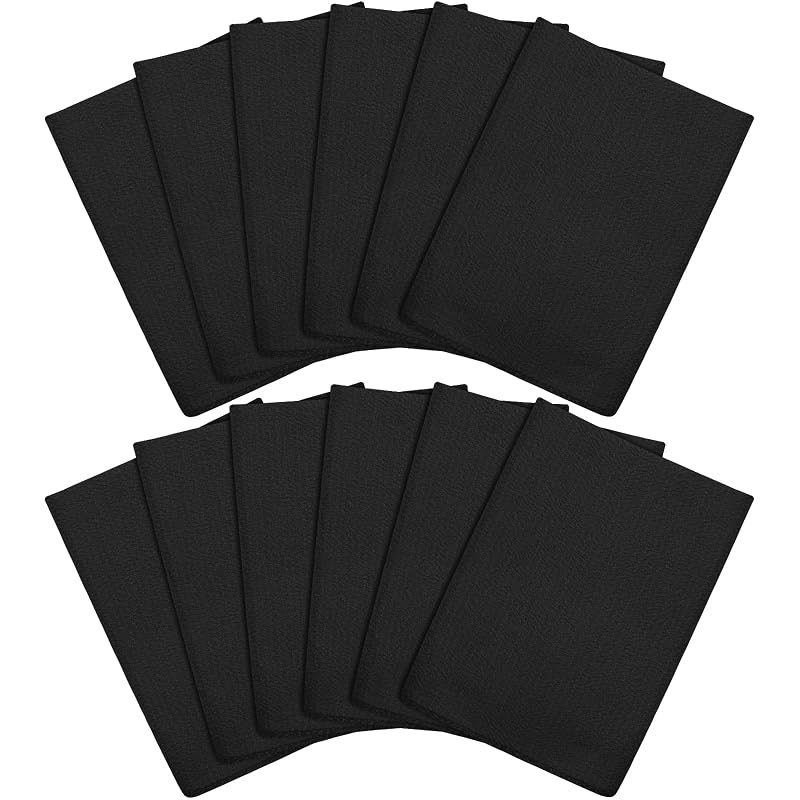 Tatuo 12 Luvas Esfoliantes Coreanas de Viscose, Pretas, 20,0 x 14,0 cm