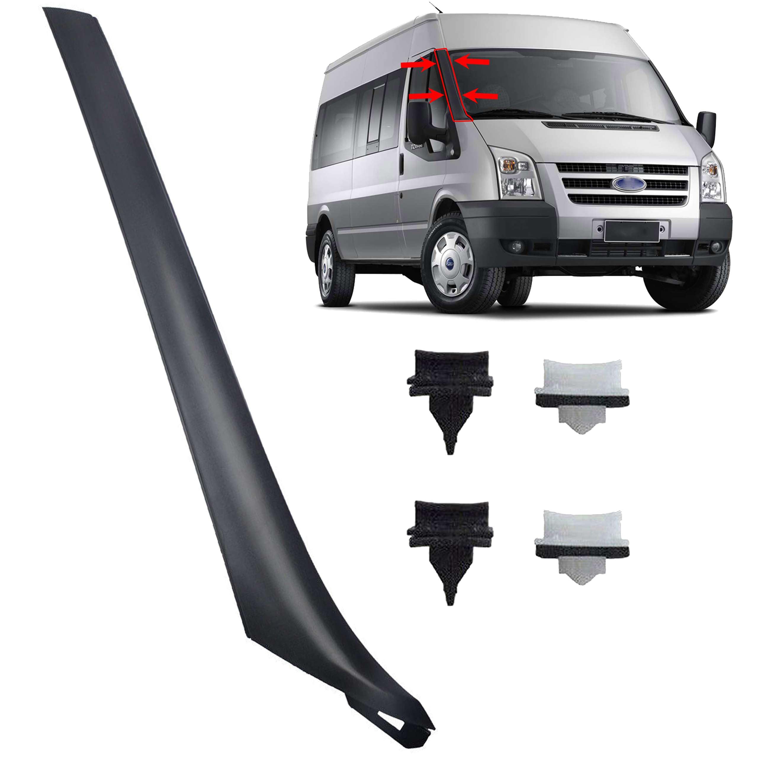 INLY Embellecedor montante parabrisas, lateral delantero derecho compatible con Transit MK7 1589115 1745592 1755017 1470701 1450108 1440080 1381301 1371993 6C11-V03682-AGYYGYYGY Y (200) 6-2014)