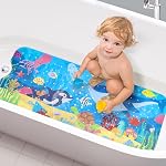 Mats de bain pour Tub Kids, Baby Toddler - Grand tapis de douche antidérapant pour salle de bain cartoon non-dérapante 40x16 Lavable en machine de pouce XL Tapis de salle de bain de grande taille (Whale)