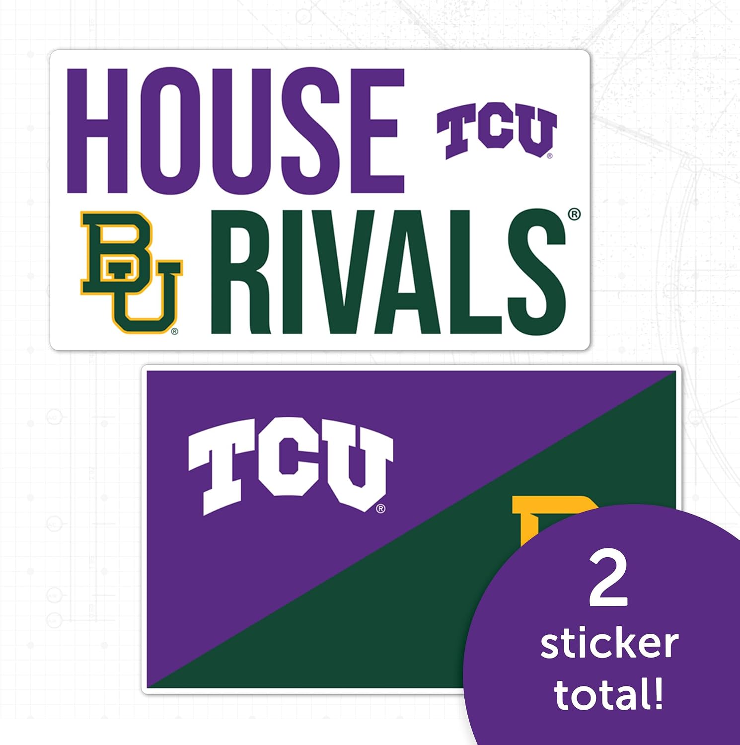 Desert Cactus Texas Christian University and Baylor University Sticker TCU Horned Frogs BU Bears Vinyl Decal Laptop Bottle Car Scrapbook (House Rival - 4in A)