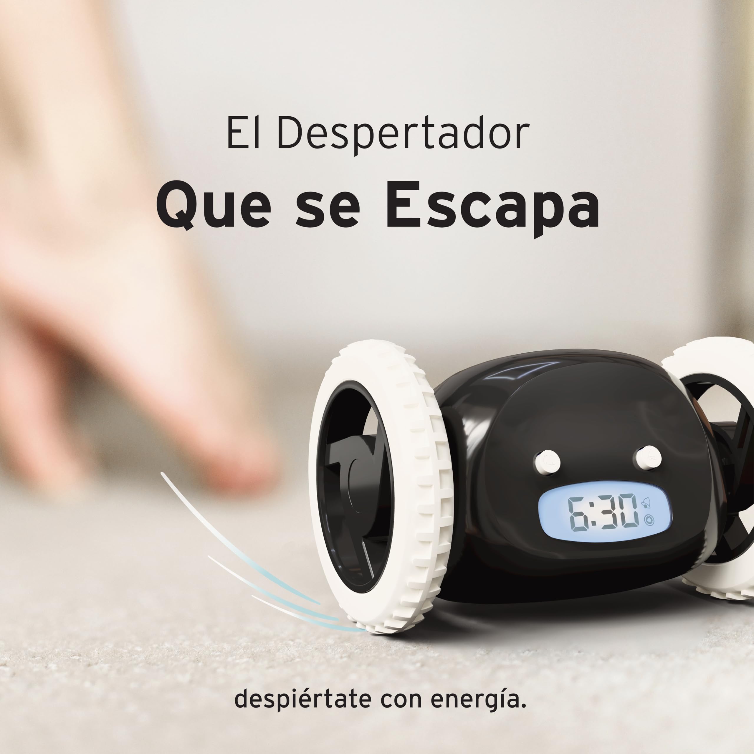 CLOCKY Reloj Despertador Potente Ruidoso Sonido Muy Fuerte para Dormilones Sordos Sueño Profundo Adultos Niños Dormitorio, Despertador Digital Inteligente con Ruedas Se Mueve, Regalo Divertido (Negro)
