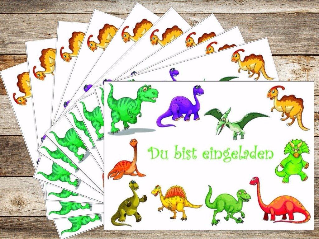 10 Biglietti D'Invito Di Compleanno A Tema Dinosauro Per Bambini – Ediz. Colibri – Fatti In Germania