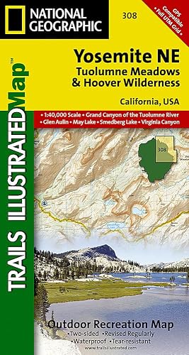 Yosemite NE: Tuolumne Meadows and Hoover Wilderness Map (National Geographic Trails Illustrated Map, 308)