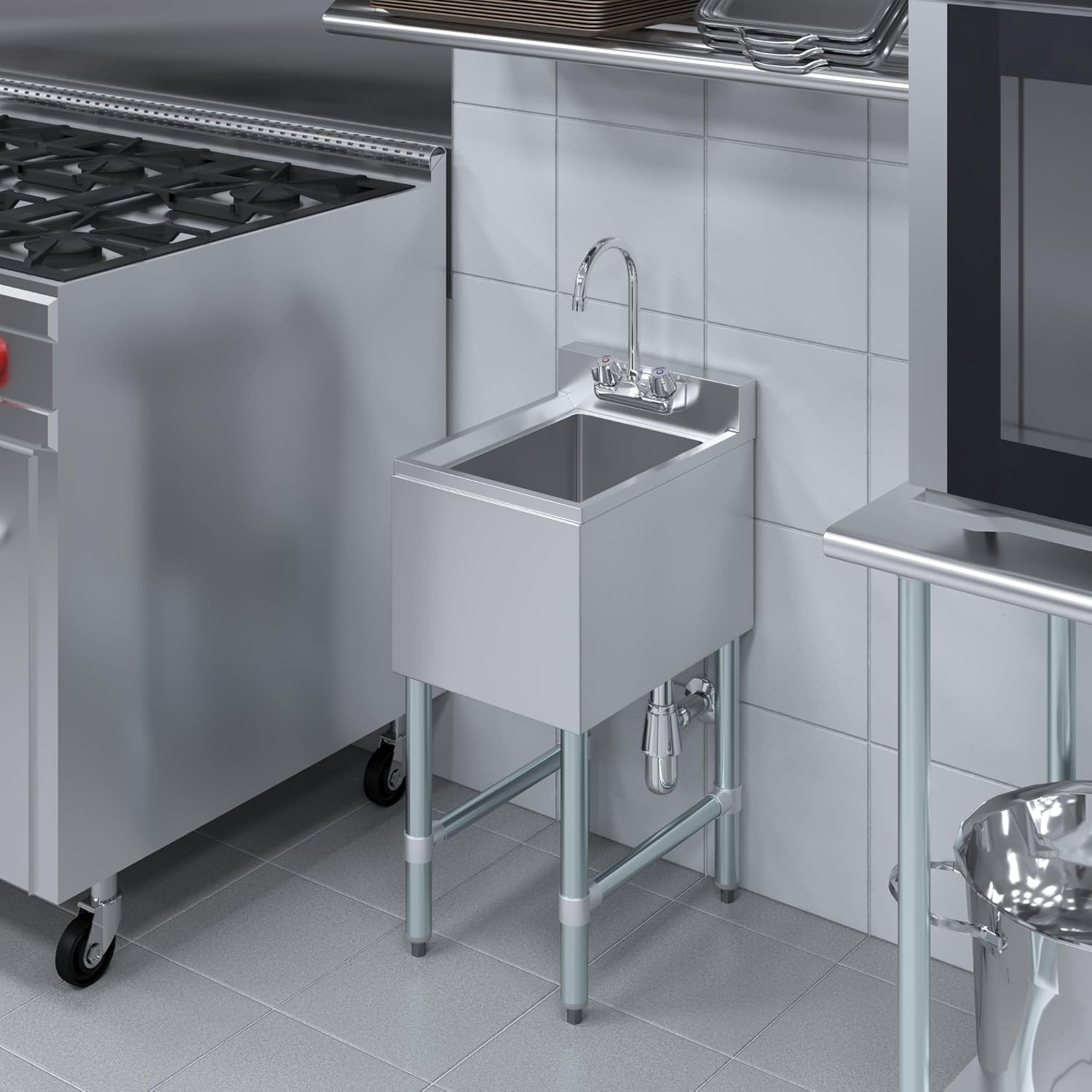 Stainless Steel Single One Compartment Under Bar Sink with Faucet