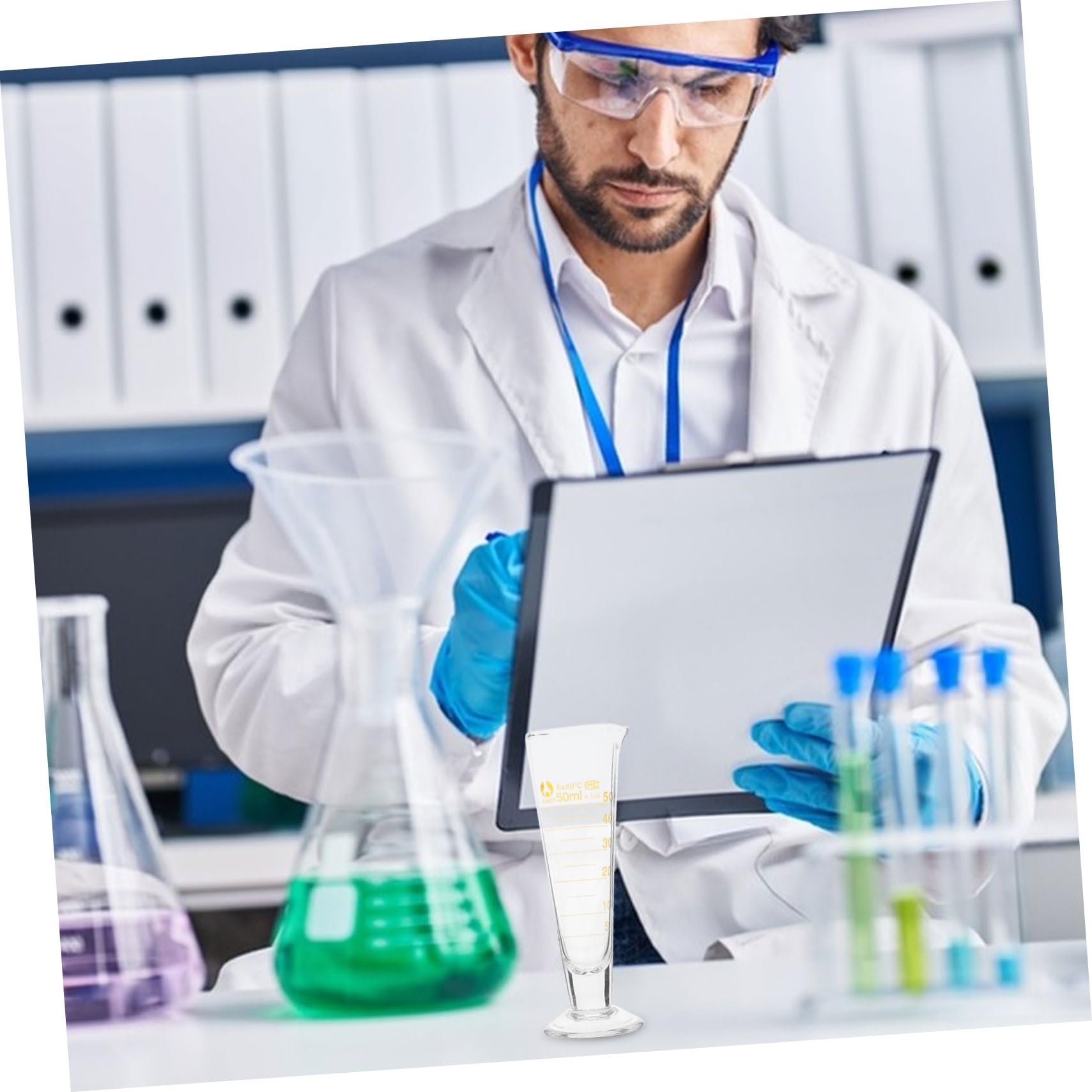 CIYODO 50ml Round Base Measuring Cup Glass Beaker Lab Graduated Science Lab Tool