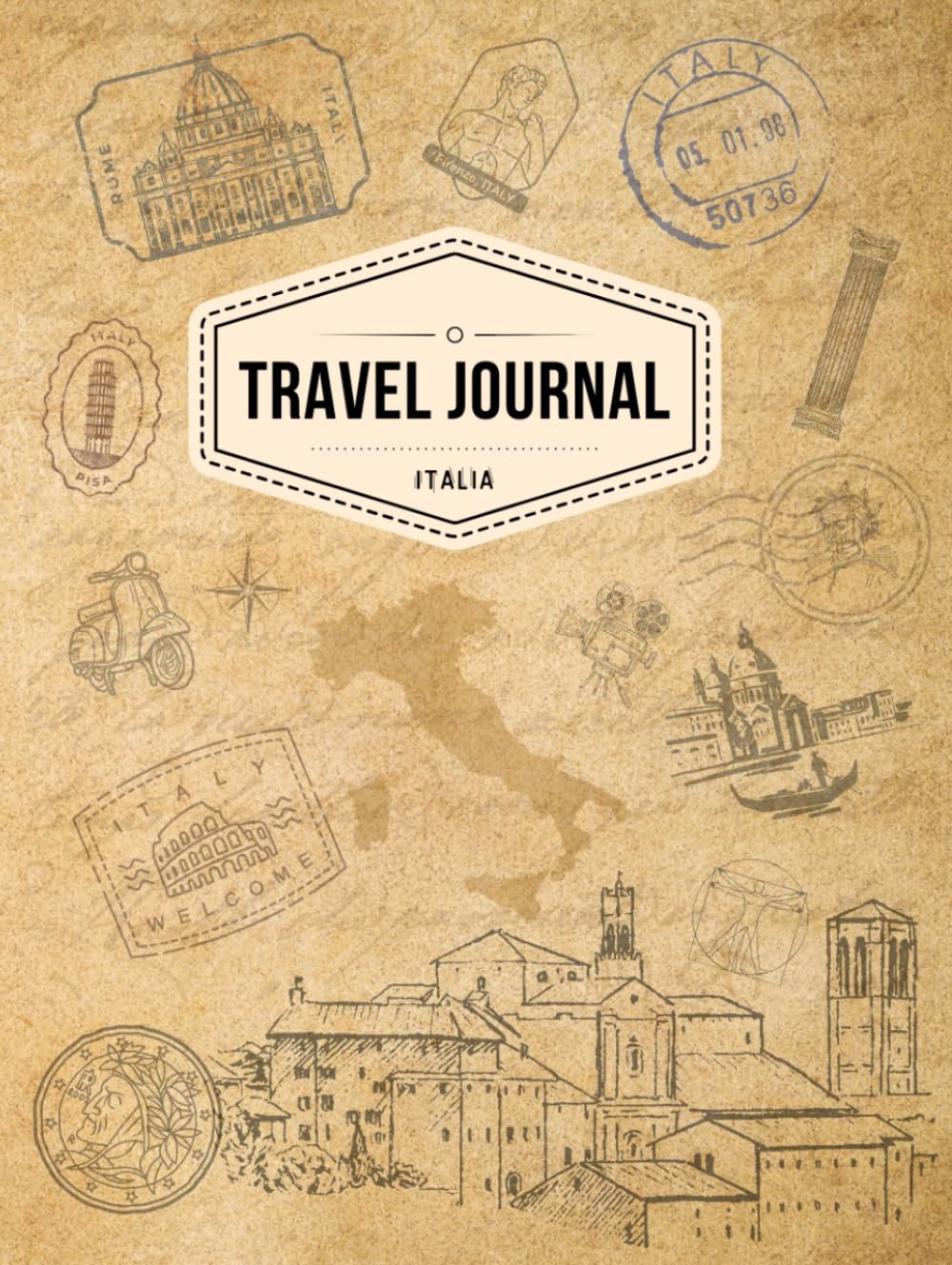 Cahier de voyage Italie et bloc-notes de vacances illustré