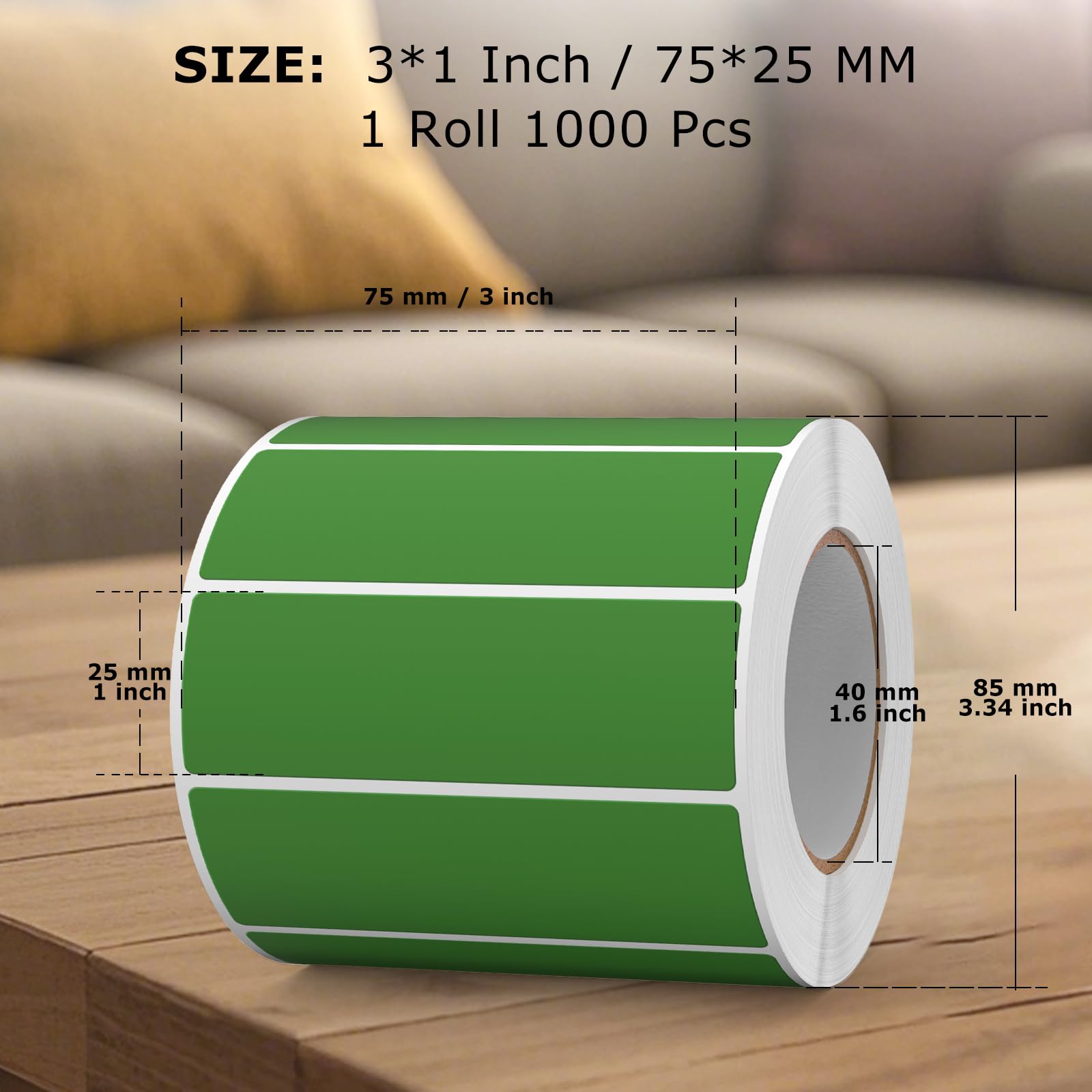 FINDAT 1000PCS Green Rectangular Labels 76×25mm Colour Coding Rectangle Stickers Vinyl Removable Waterproof Name Tags for Folder Bottle Jar Box - Image 2