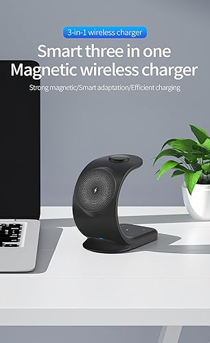 Miniatura 4 de MMOBIEL Estación de carga inalámbrica compatible con iPhone, Apple Watch y AirPods - Soporte de cargador inalámbrico 3 en 1 de 18 W - Base de carga