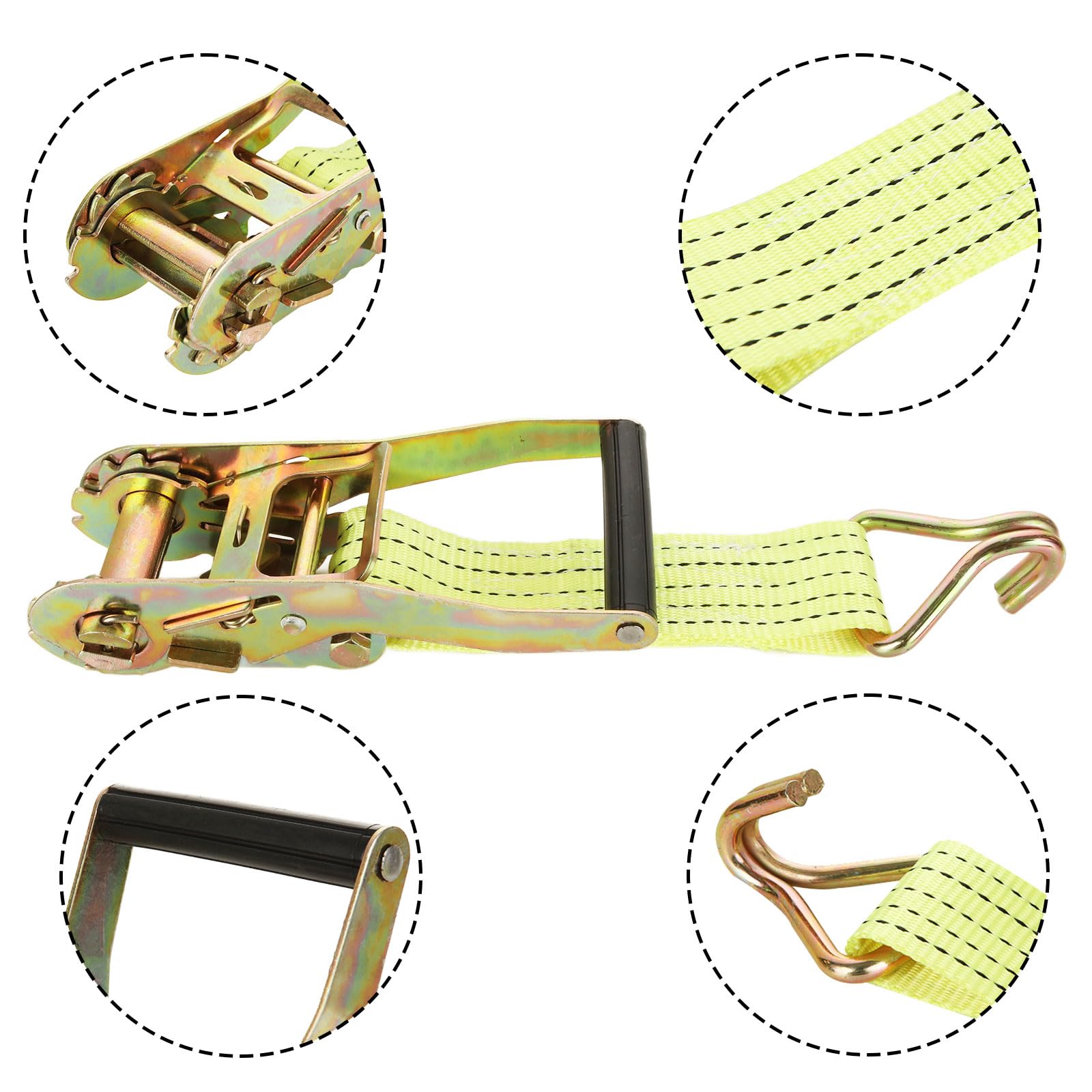 2Pack Heavy Duty Ratchet Straps, 2In 33Ft Tie Down Straps With Double J Hook