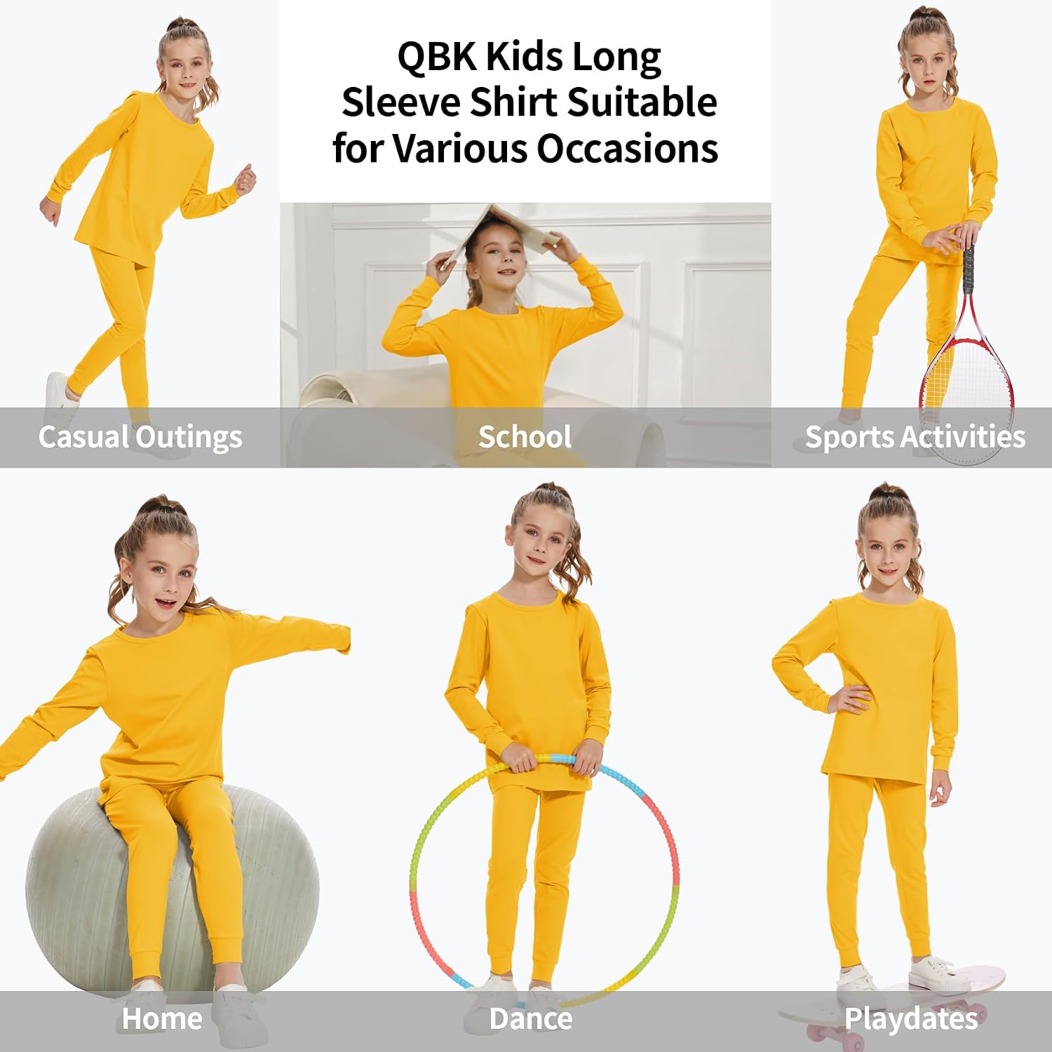 3T 4T 5T to 12 Years Girls Long Sleeve Shirts Kids Cotton T-Shirt Toddler Basic Crew Neck Top