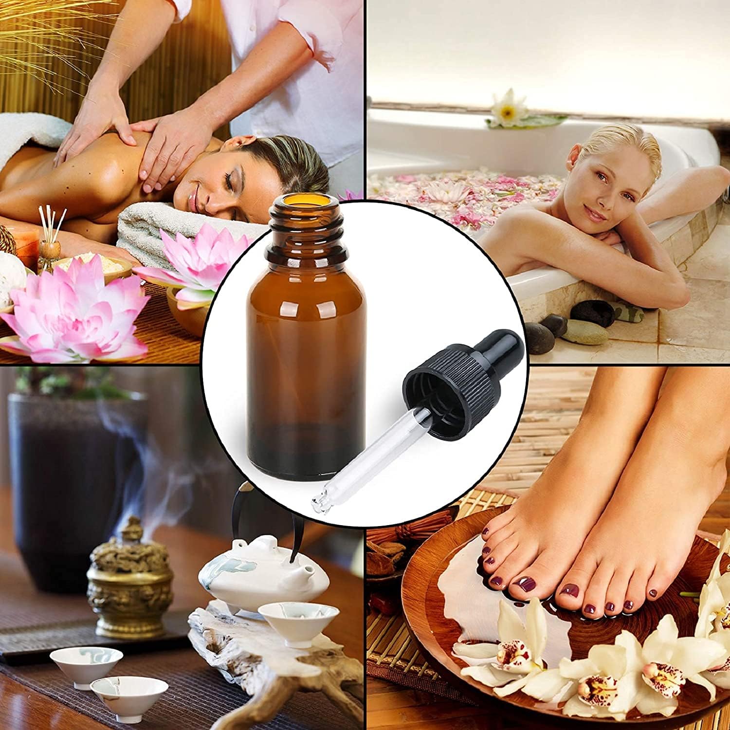 Imirootree 20ML Amber Glass Spray Bottles 20ML Glass Eye Dropper Bottles 10ML Glass Roller Bottles for Essential Oils Empty Refillable Liquid Cosmetic Bottle Container : Beauty & Personal Care