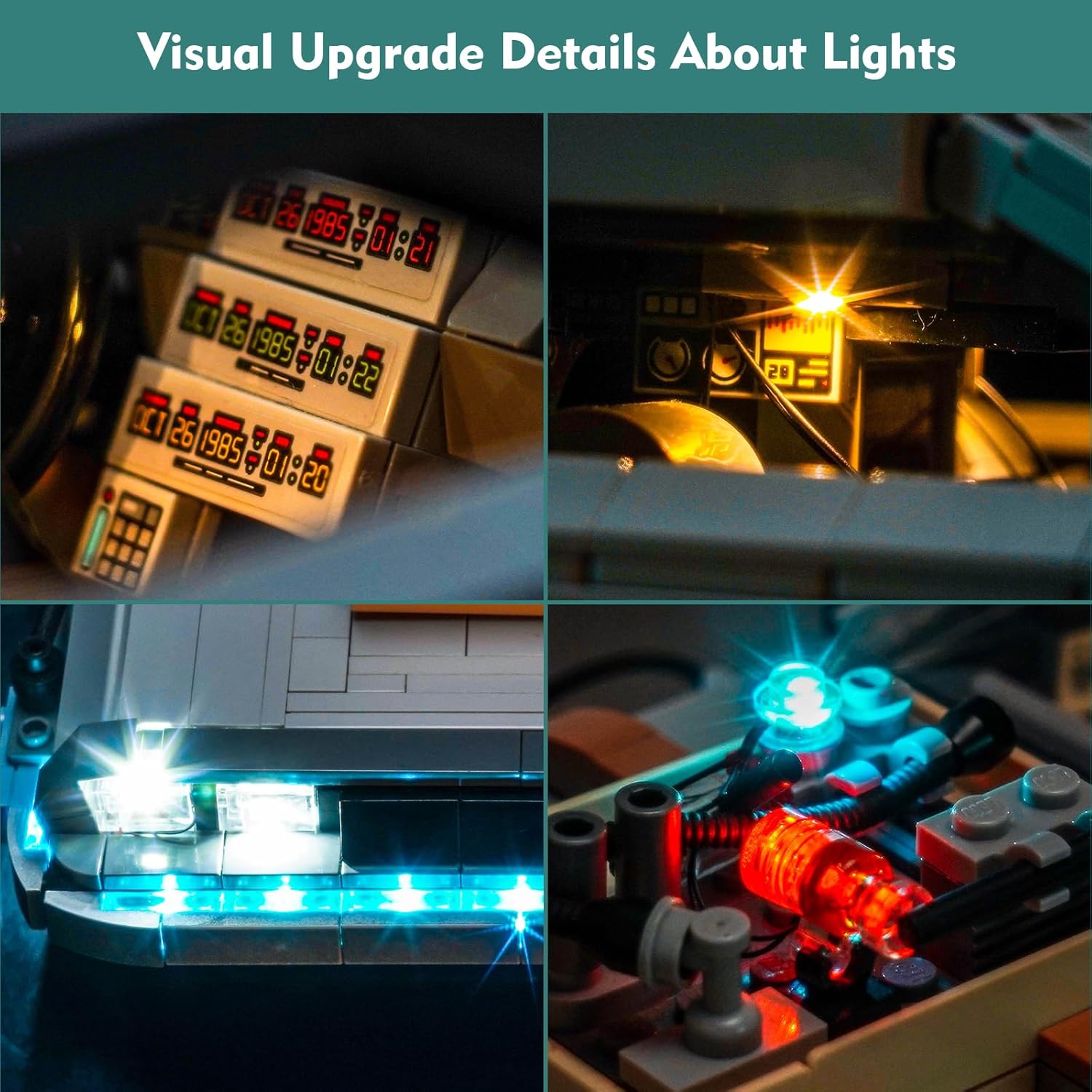 Light kit Compatible with Lego 10300 Back to The Future Time Machine - No Model Only Light, LED Lighting Accessories Compatible with Lego 10300 Icons (RC Version)