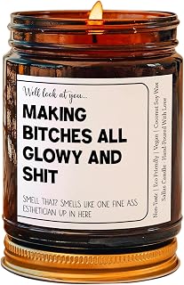 Making B-tches All Glowy Candle - Funny Esthetician Gift and Decor - Wax Specialist and Nurse Esthetician Present - 4Oz 9Oz Amber Candle in 9 Fragrances