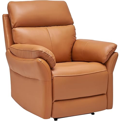 AIRSKY Genuine Leather Recliner Chair, Top Grain Leather, Italian Water-Washing Process, Wall Hugger Recliner Chair, for Living Room, Theater Seating, Bedroom. R1, Orangish Yellow