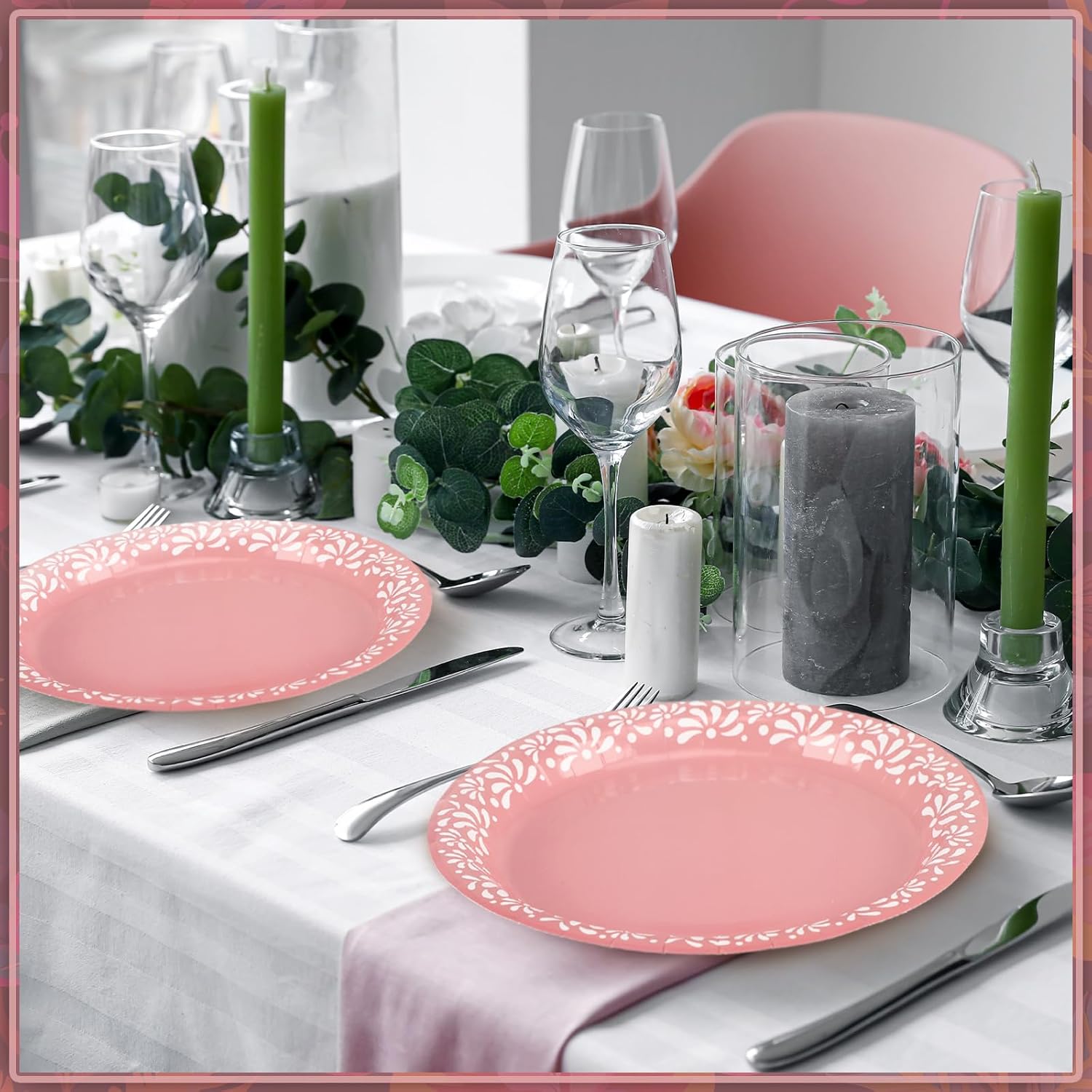 Yungyan 100 Pcs 9 Inch Pink Cielito Lindo Party Decoration Cielito Lindo Paper Plates Platos De Barro Mexican Plates for Baby Shower Talavera Wedding