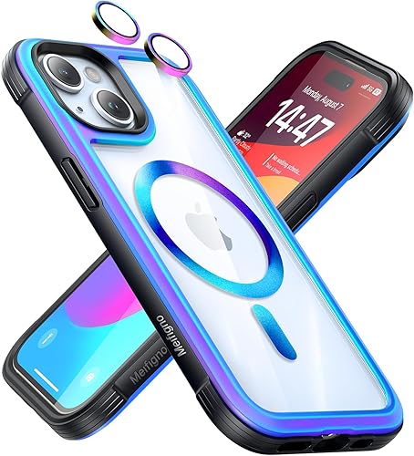 Miniatura 7 de Meifigno Rainbow Mag Series - Funda diseñada para iPhone 15 compatible con MagSafe y 3 protectores de grado militar, con 2 protectores individuales