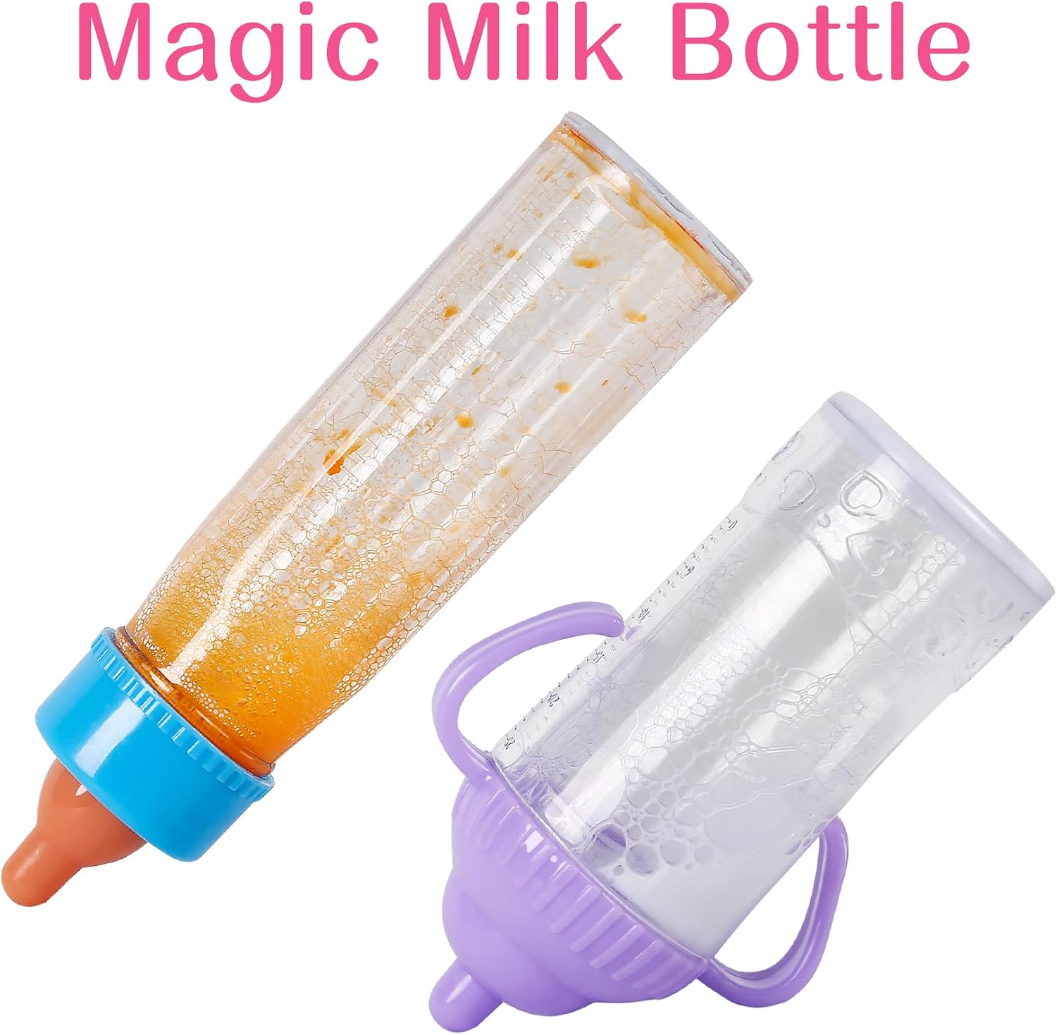 Vollence Magic Baby Doll Bottles,Magic Doll Disappearing Milk and Juice, Baby Doll Accessories Toys Baby Doll Feeding Set image 2