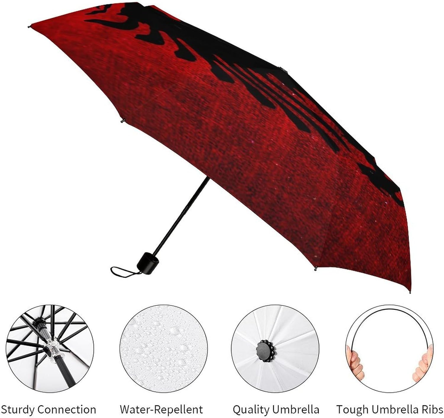 Albanian Flag Compact Umbrella 3 Folding Windproof Automatic Umbrellas Portable Travel Accessories image 3