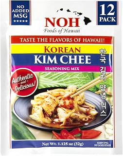NOH Korean Kimchi Base Mix - Authentic Hawaiian Kim Chee Starter, Just Add Water, No MSG, 1.125oz Packets (Pack of 12)
