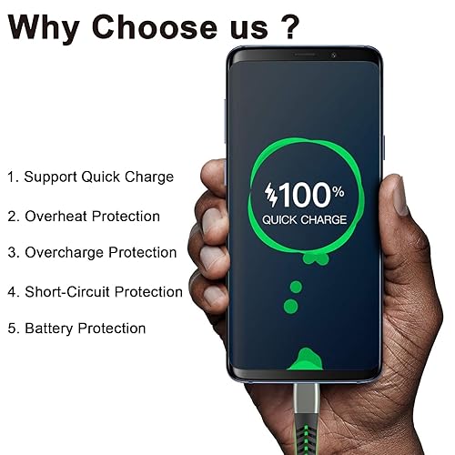 Miniatura 2 de Cable de carga LED USB C, cable de carga rápida tipo C de 6 pies con iluminación 3A con sincronización de datos, compatible con Samsung, Moto, LG y