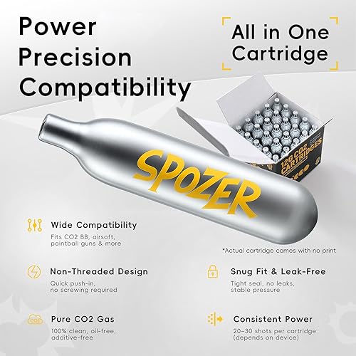 Miniatura 2 de Cartuchos de CO2 de 12g – Paquete de 25, ajuste cómodo sin rosca, compatible con pistolas de balines CO2, armas de aire, pistolas de aire, rifles