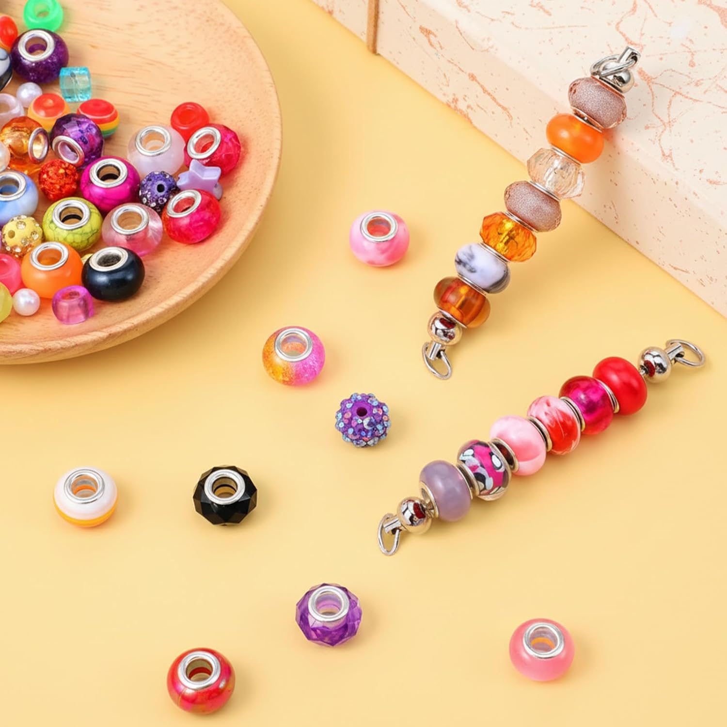 100PCS Blank Beadable Keychain Bars, Metal Beaded Keychain DIY Bead Pendant Key Chain Making Kit, Bauble Bar Bead Kit Creative Cute Crafts Jewelry Charms Supplies
