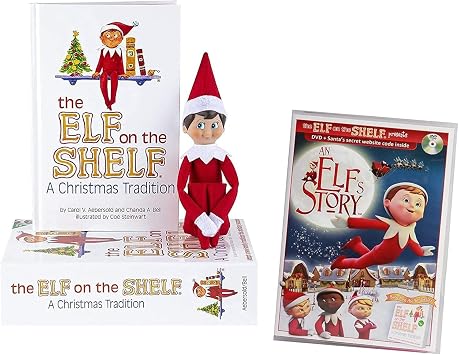 The Elf on the Shelf Box Set North Pole Blue-Eyed Boy Light Tone Elf with Book AND "An Elfs Story" DVD 2 item BUNDLE