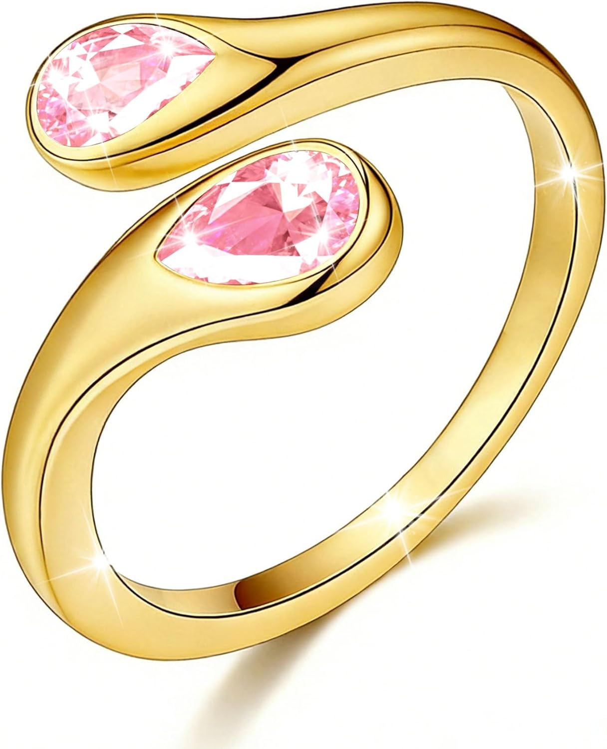 18K Gold Plated Rings for Women Stackable Non Tarnish Knuckle CZ Birthstone Ring