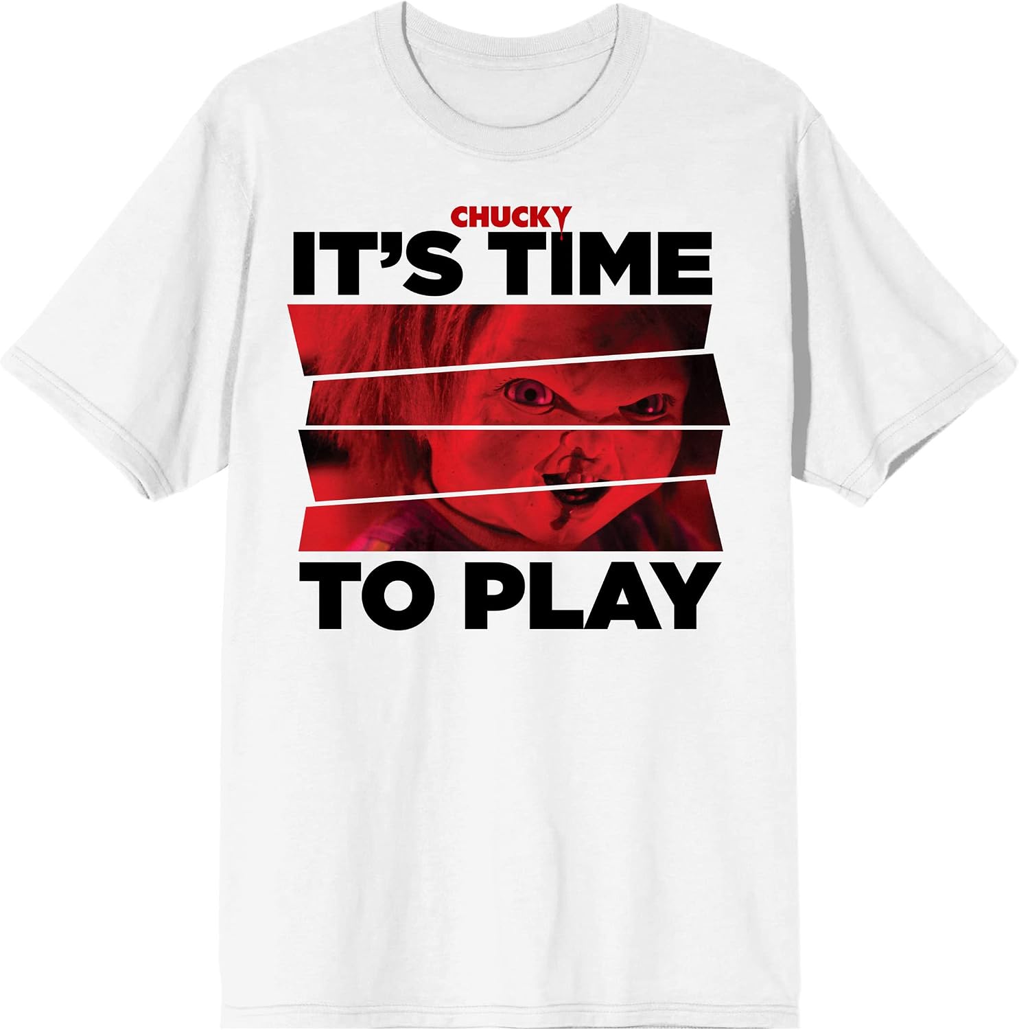 Bioworld Chucky It's Time to Play Crew Neck Short Sleeve Men's White T-Shirt